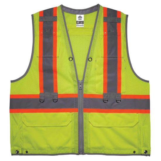 Picture of Ergodyne GloWear 8231TVK Hi-Vis Tool Tethering Safety Vest Kit, Class 2, Small/Medium, Lime