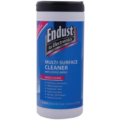 Picture of Endust For Electronics Multi-Surface Wipes, 7in x 5in Sheets, Canister Of 70 Wipes