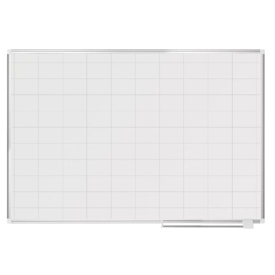 Picture of MasterVision Magnetic Gold Ultra Dry-Erase Planning Whiteboard With 2in x 3in Grid, 48in x 72in, Aluminum Frame With Silver Finish