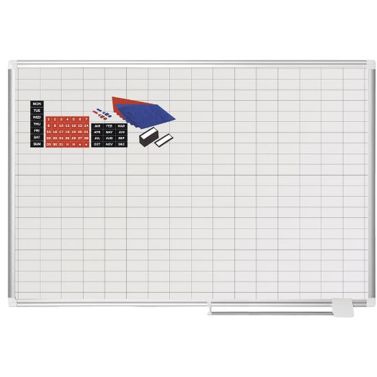 Picture of MasterVision Magnetic Gold Ultra Dry-Erase Planning Whiteboard With Accessory Kit, 36in x 48in, Aluminum Frame With Silver Finish