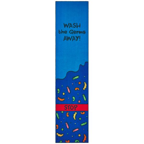 Picture of Carpets for Kids KID$Value Rugs Wash Away The Germs Sanitize Activity Runner Rug, 3ft x 12ft , Blue