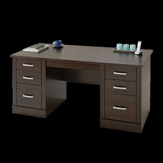 Picture of Sauder Office Port 66inW Executive Computer Desk, Dark Alder