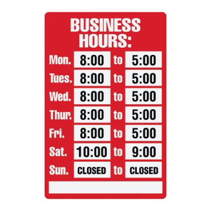 Picture of Cosco "Business Hours" Sign Kit, 8in x 12in