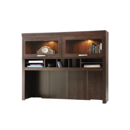 Picture of Sauder Office Port Computer Credenza Hutch, Dark Alder