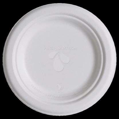 Picture of Highmark ECO Compostable Sugarcane Paper Plates, 6in, White, Pack Of 1,000