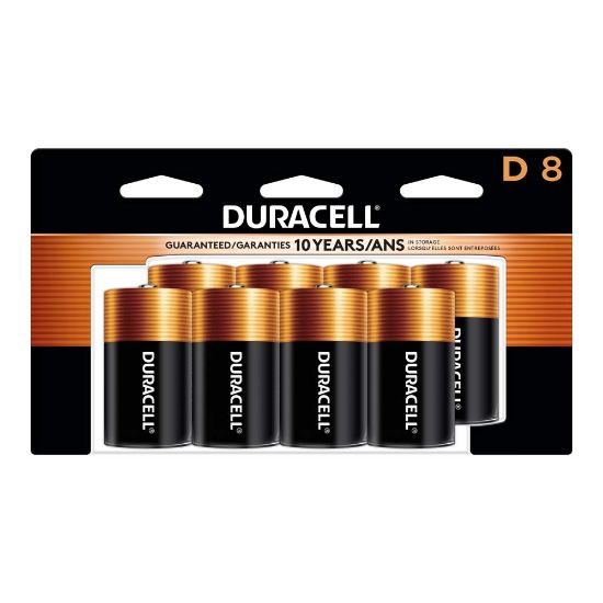 Picture of Duracell Coppertop D Alkaline Batteries, Pack Of 8, 3 Hang Hole Packaging