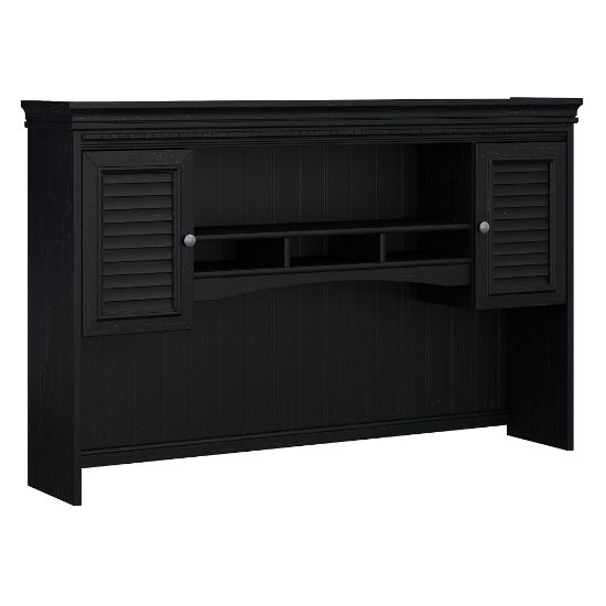 Picture of Bush Furniture Fairview 60inW L Shaped Desk Hutch, Antique Black/Hansen Cherry, Standard Delivery