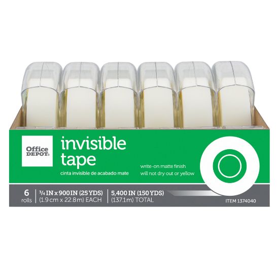 Picture of Office Depot Brand Invisible Tape With Dispenser, 3/4in x 900in,  Pack Of 6