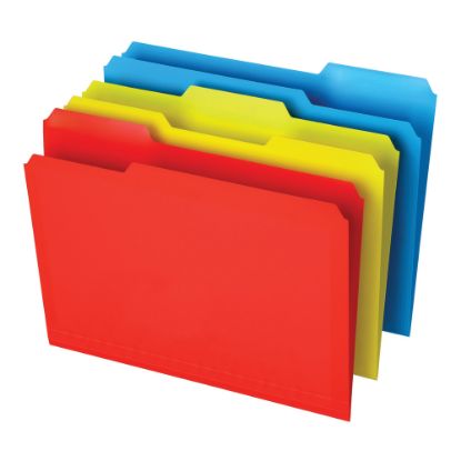 Picture of Office Depot Brand Poly File Folders, Letter Size, 1/3 Cut, Assorted Colors, Pack Of 12