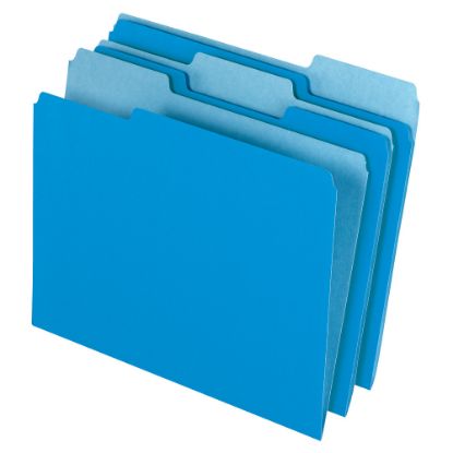 Picture of Office Depot Brand 2-Tone File Folders, 1/3 Cut, Letter Size, Blue, Box Of 100