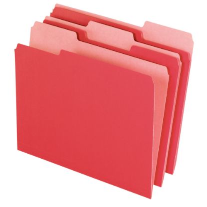 Picture of Office Depot Brand 2-Tone File Folders, 1/3 Cut, Letter Size, Red, Box Of 100