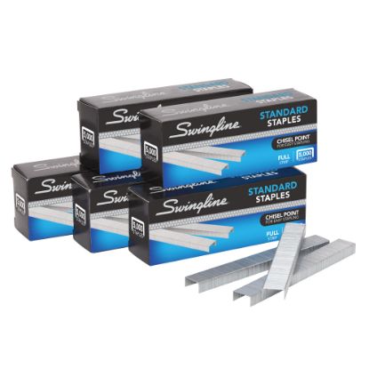 Picture of Swingline Standard Staples, 1/4in Length, 5,000 Per Box, Pack Of 5