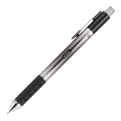 Picture of TUL GL Series Retractable Gel Pens, Needle Point, 0.5 mm, Silver Barrel, Black Ink, Pack Of 4 Pens