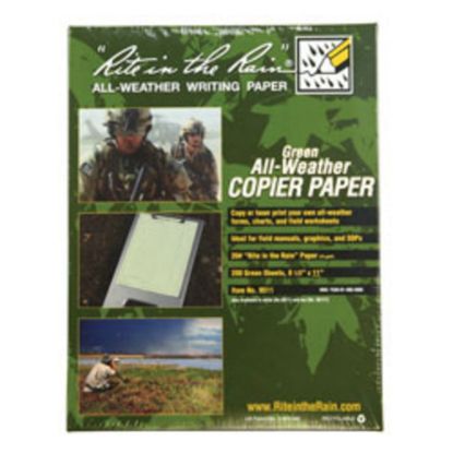 Picture of Rite in the Rain Tactical All-Weather Copy Paper, Green, Letter (8.5in x 11in), 200 Sheets Per Pack, 20 Lb