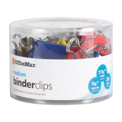 Picture of OfficeMax Brand Binder Clips, Medium, Assorted Colors, Pack Of 24