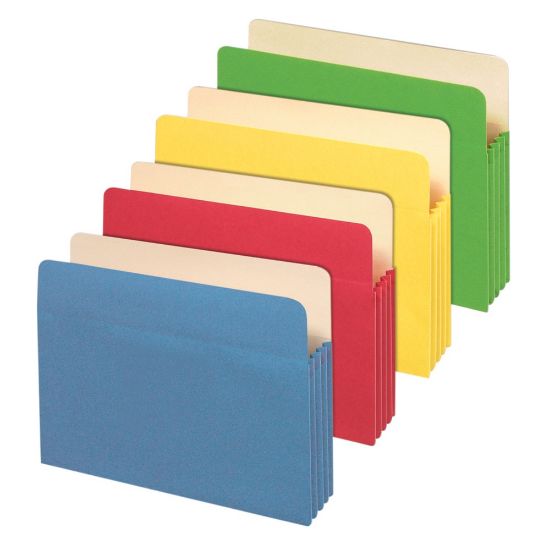 Picture of Office Depot Brand File Cabinet Pockets, Letter Size, 3-1/2in Expansion, Assorted Colors, Pack Of 5