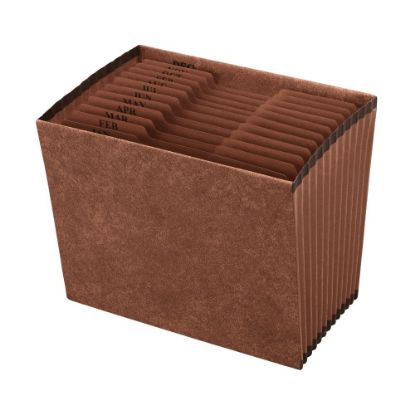 Picture of Office Depot Brand Faux Leather Expanding File, Jan-Dec, 12 Pockets, Letter Size (8-1/2in x 11in), 1in Expansion, Brown