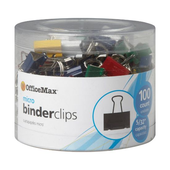 Picture of OfficeMax Multicolored Binder Clips, Micro, 100 ct.