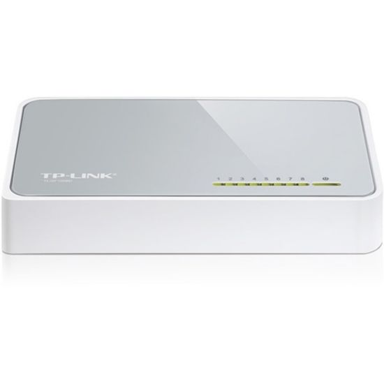 Picture of TP-LINK TL-SF1008D - 8-Port 10/100Mbps Fast Ethernet Switch - Desktop Ethernet Splitter - Ethernet Hub - Plug and Play - Fanless Quiet - Desktop Design - Green Technology - Unmanaged - White