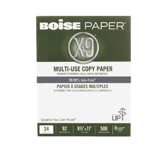 Picture of Boise X-9 Multi-Use Printer & Copy Paper, 1 Ream, White, Letter (8.5in x 11in), 500 Sheets Per Ream, 24 Lb, 92 Brightness