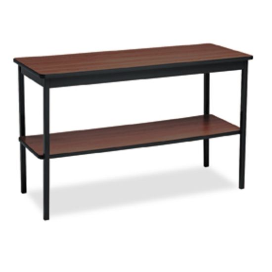 Picture of Barricks Storage Shelf Utility Table - Rectangle Top - Square Leg Base - 4 Legs - 48in Table Top Length x 18in Table Top Width x 0.75in Table Top Thickness - 30in Height - Assembly Required