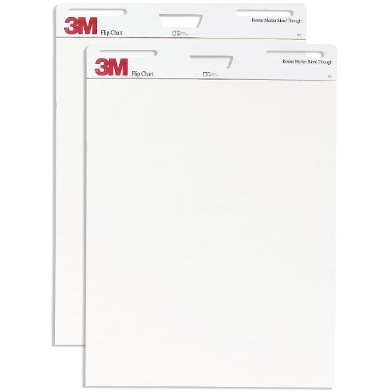 Picture of 3M Bleed-Resistant Flip Charts, 25in x 30in, White, 40 Sheets Per Pad, Pack Of 2 Pads