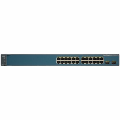 Picture of Cisco Catalyst 3560V2-24PS Layer 3 Switch - 24 Ports - Manageable - Fast Ethernet - 10/100Base-TX - Refurbished - 3 Layer Supported - 2 SFP Slots - PoE Ports - 1U High - Rack-mountable, Desktop, Wall Mountable - Lifetime Limited Warranty