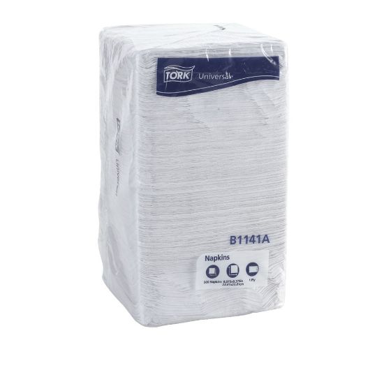 Picture of Tork Beverage Napkins, 9 3/8in x 9 3/8in, 100% Recycled, White, Pack Of 500