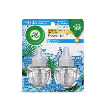 Picture of Air Wick Essential Oils Scented Oil Warmer Refill, 0.67 Oz, Fresh Waters, Pack Of 2