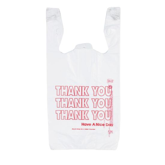 Picture of Inteplast Hilex Poly Thank You Bags, 21inH x 11 1/2inW x 6 1/2inD, White, Pack Of 500