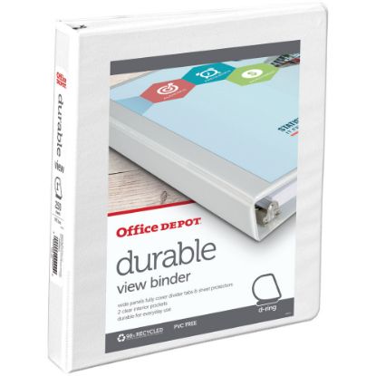 Picture of Office Depot Brand Durable View Slant-Ring 3-Ring Binder, 1in Slant Rings, White