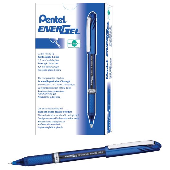 Picture of Pentel EnerGel NV Liquid Gel Pens, Fine Point, 0.5mm, Blue Ink, Pack Of 12 Pens