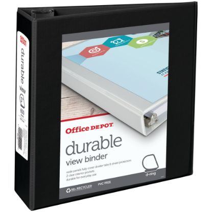 Picture of Office Depot Brand Durable View 3-Ring Binder, 3in Slant Rings, Black