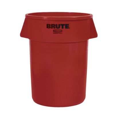 Picture of Rubbermaid Brute Round Plastic Trash Can, 31 1/2in x 24in, 44 Gallons, Red