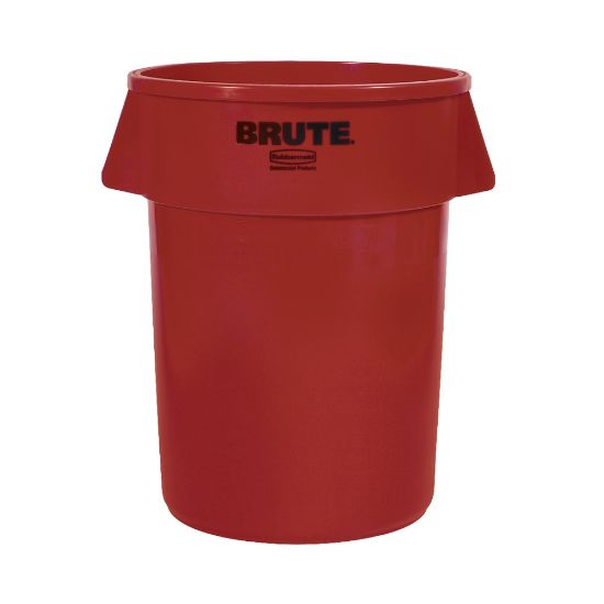 Picture of Rubbermaid Brute Round Plastic Trash Can, 31 1/2in x 24in, 44 Gallons, Red