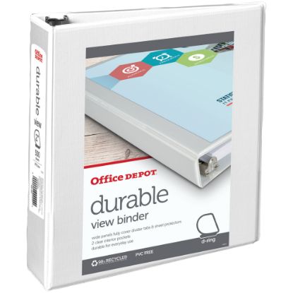 Picture of Office Depot Brand Durable View 3-Ring Binder, 2in Slant Rings, White