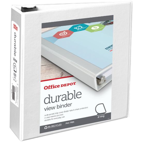 Picture of Office Depot Brand Durable View 3-Ring Binder, 3in Slant Rings, White