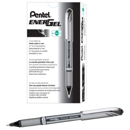 Picture of Pentel EnerGel NV Liquid Gel Pens, Medium Point, 0.7 mm, Black Ink, Pack Of 12 Pens