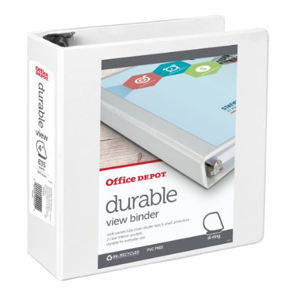 Picture of Office Depot Brand Durable View 3-Ring Binder, 4in Slant Rings, White