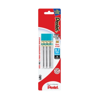 Picture of Pentel Super Hi-Polymer Medium Line Lead Refills, 0.7 mm, H Hardness, Pack Of 36