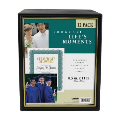 Picture of Uniek Corporate Document Frames, 8 1/2in x 11in, Black/Gold, Pack Of 12