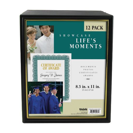 Picture of Uniek Corporate Document Frames, 8 1/2in x 11in, Black/Gold, Pack Of 12