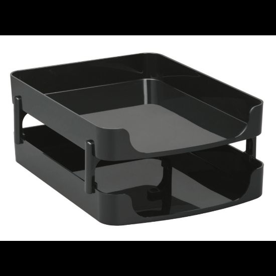 Picture of Officemate OIC 2200 Series Letter Trays, Front-Load, 5 1/2in x 10in x 13 1/2in, Black, Pack Of 2