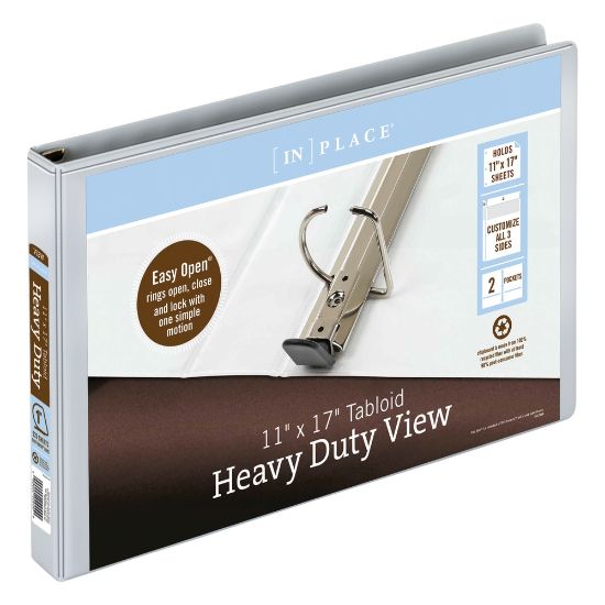 Picture of [IN]PLACE Heavy-Duty View 3-Ring Binder, 1in D-Rings, White