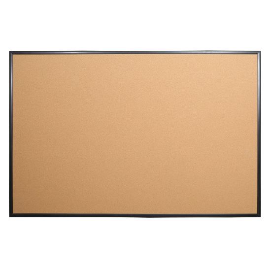 Picture of Office Depot Brand Cork Bulletin Board, 48in x 72in, Aluminum Frame With Black Finish