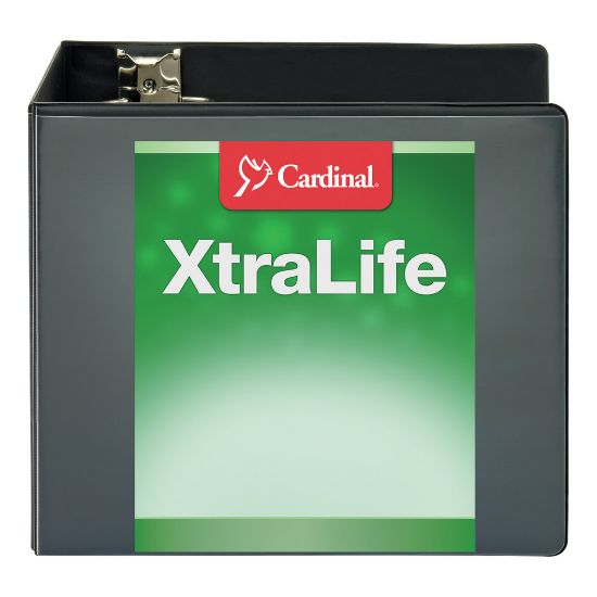 Picture of Cardinal XtraLife ClearVue Nonstick Locking Slant 3-Ring Binder, 6in D-Rings, Black