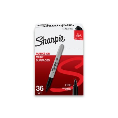 Picture of Sharpie Permanent Fine-Point Markers, Black, Pack Of 36