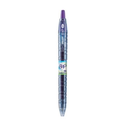 Picture of Pilot B2P Retractable Gel Pens, Fine Point, 0.7 mm, 89% Recycled, Purple Barrel, Clear Blue Ink, Pack Of 12