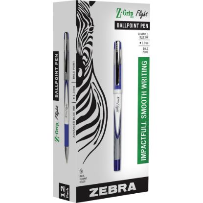 Picture of Zebra Pen Z-Grip Flight Stick Pens, Pack Of 12, Bold Point, 1.2 mm, Blue Ink