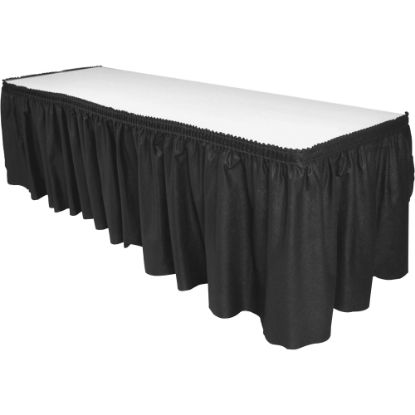 Picture of Genuine Joe Nonwoven Table Skirts - 14 ft Length x 29in Width - Adhesive Backing - Polyester - Black - 6 / Carton